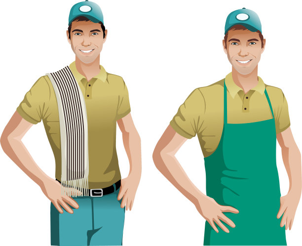 穿蓝围裙的工人图片下载