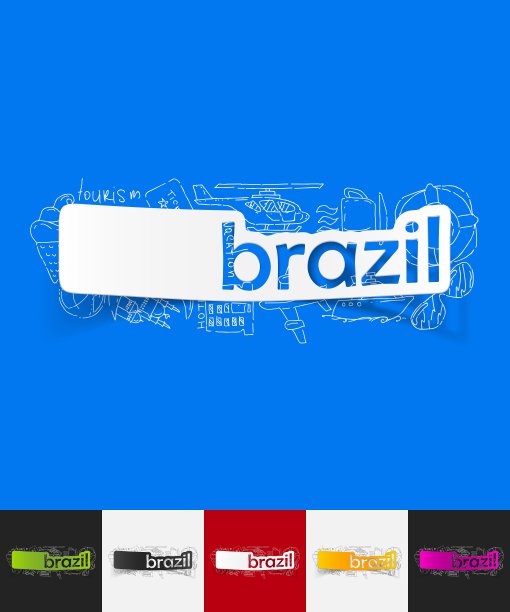 巴西纸贴纸与手绘元素图片下载