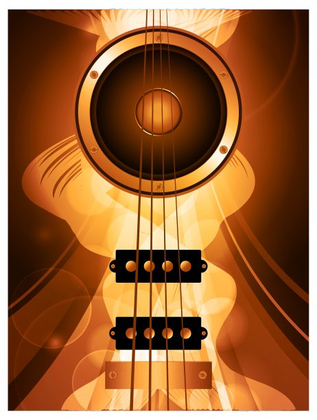 空气低音吉他和扬声器图片下载