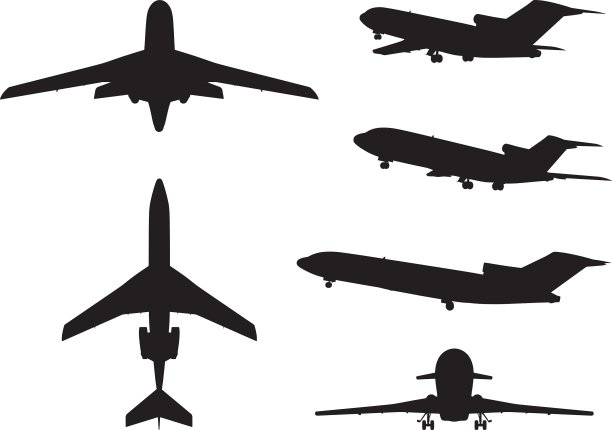 大集合不同的飞机剪影图片下载