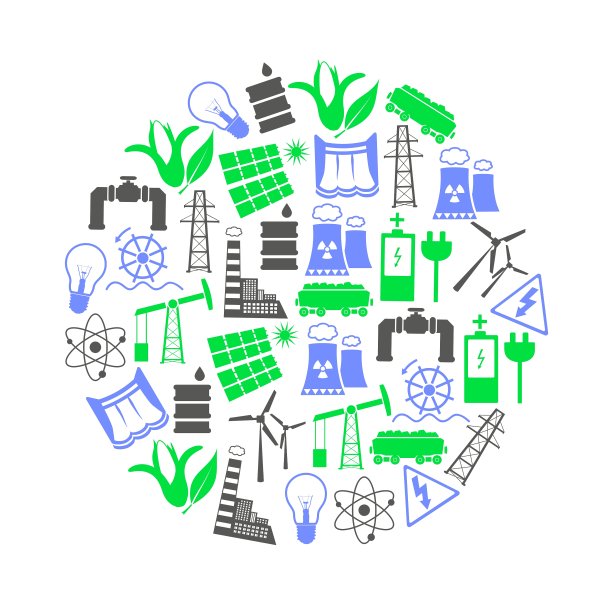 电力和能源图标和符号在圆圈图片下载