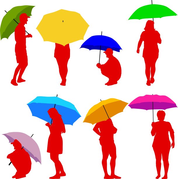 伞下的男人和女人的剪影图片下载