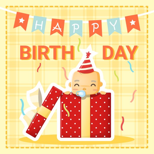 可爱宝宝的生日贺卡图片下载