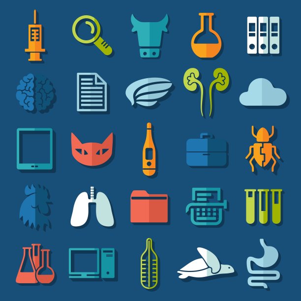 一套兽医平面图标图片下载