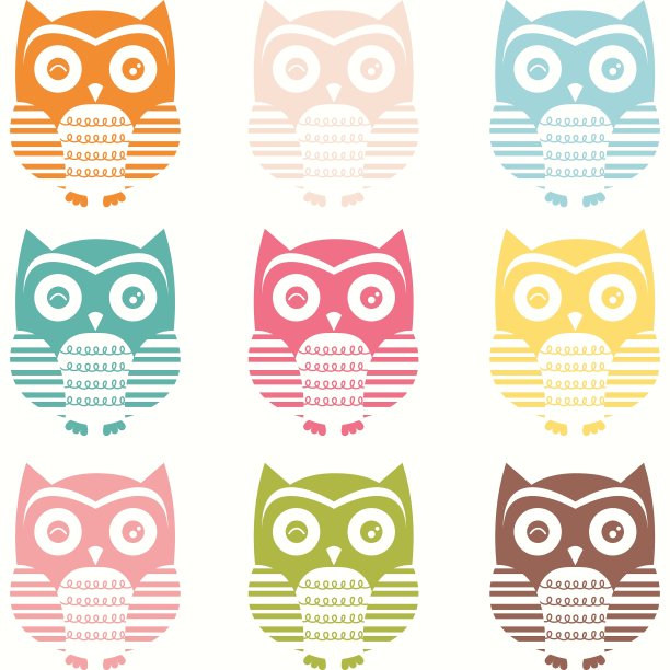 蜡笔可爱的猫头鹰剪影猫头鹰图片下载