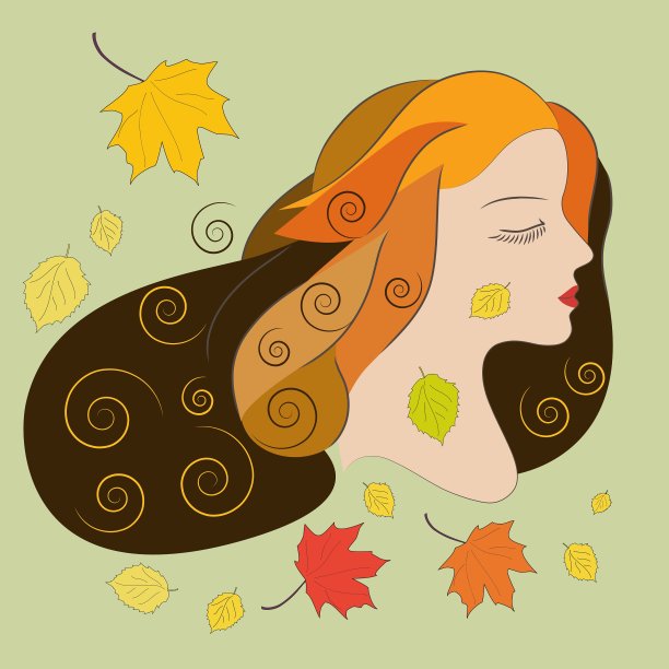 年轻女子与秋叶平图片下载