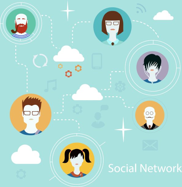 平面图标用于社交媒体和网络连接图片下载