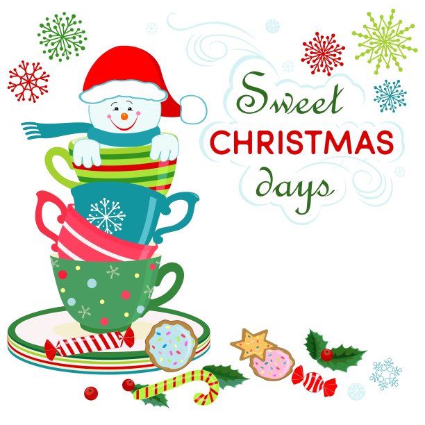 雪人在彩虹色的杯子图片下载