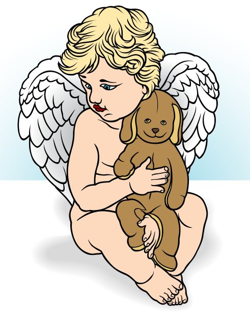 抱着毛绒玩具的天使图片下载