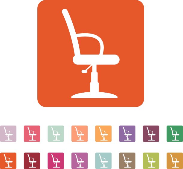 理发椅图标扶手椅象征扁平图片下载