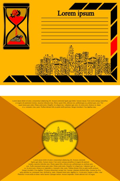 带有城市景观信封的小册子图片下载