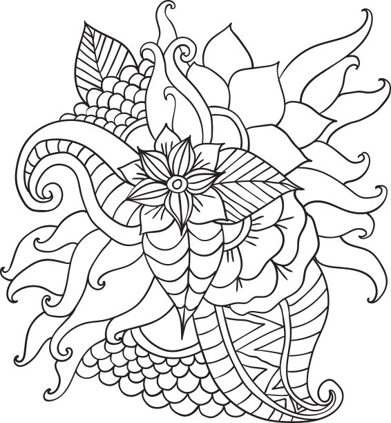 手绘民族装饰花卉图案图片下载