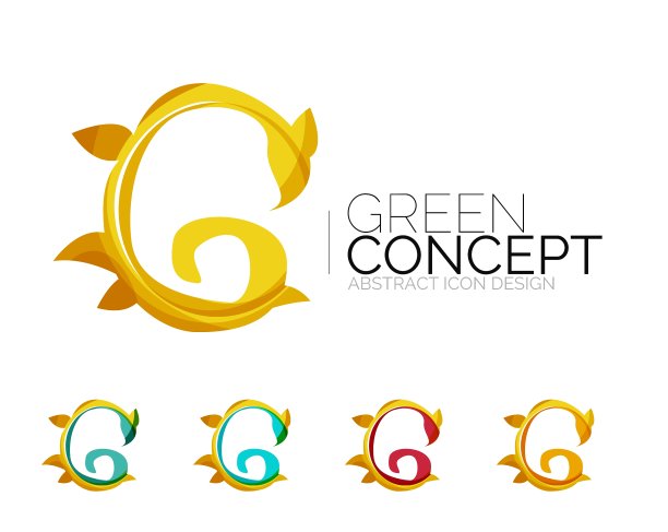 一套抽象的生态植物图标商业标志类型图片下载