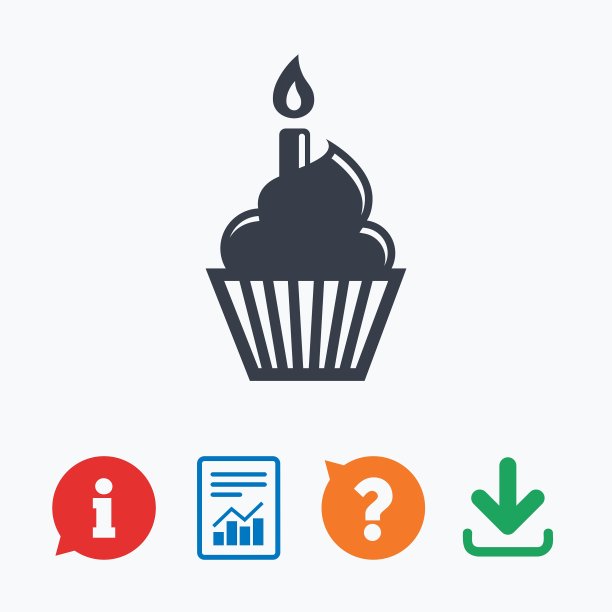 生日蛋糕标志图标燃烧的蜡烛象征图片下载