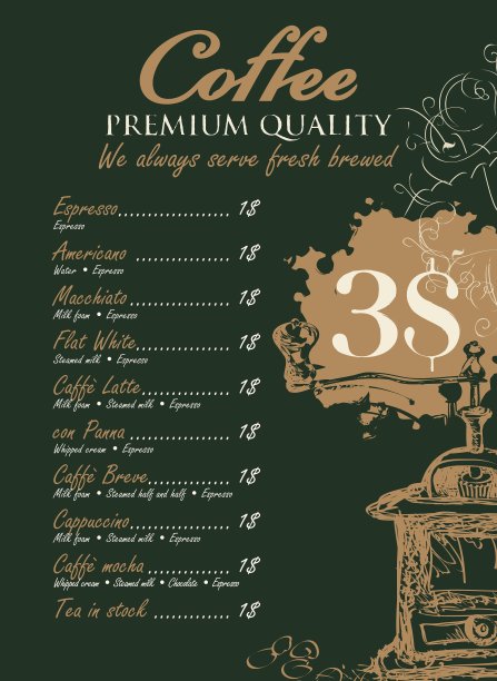 咖啡研磨机菜单图片下载