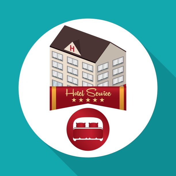 酒店设计旅游图标孤立和扁平图片下载