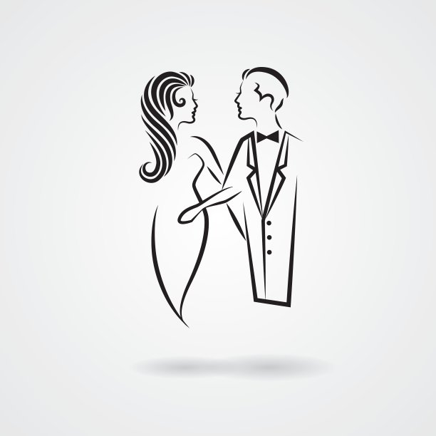 女士和先生手绘剪影图片下载