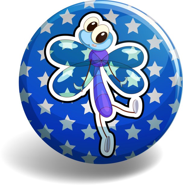 蓝色徽章上的蜻蜓图片下载