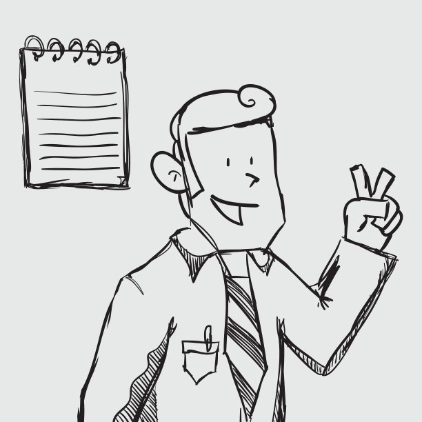 商人设计草图图标孤立和扁平图片下载