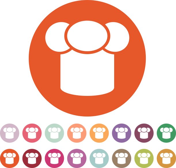 帽子图标厨师和厨师符号扁平图片下载