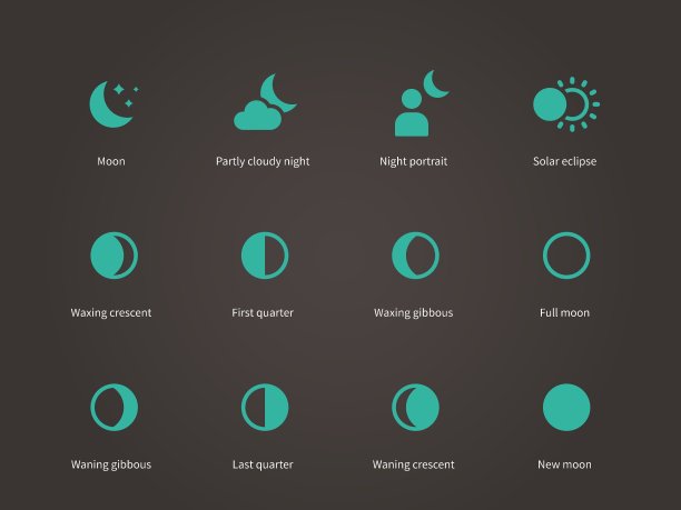 月亮不同的剪影图标集图片下载