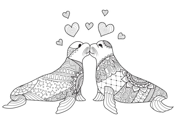 封吻涂色书图片下载