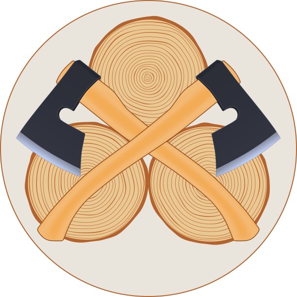 带有斧头的伐木工标志图片下载