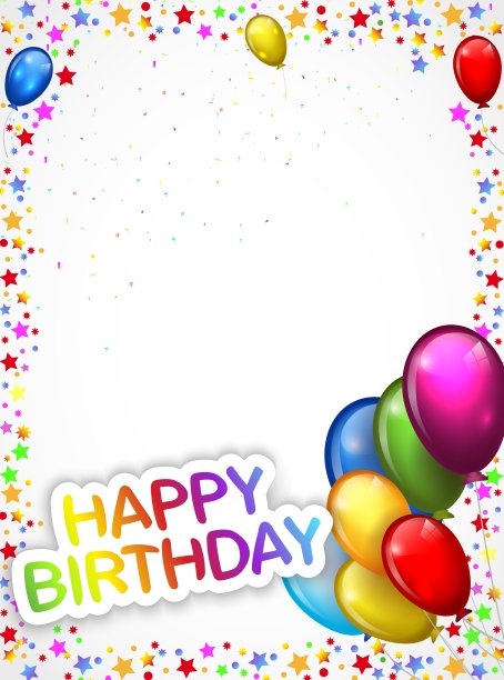 生日背景与彩色气球图片下载