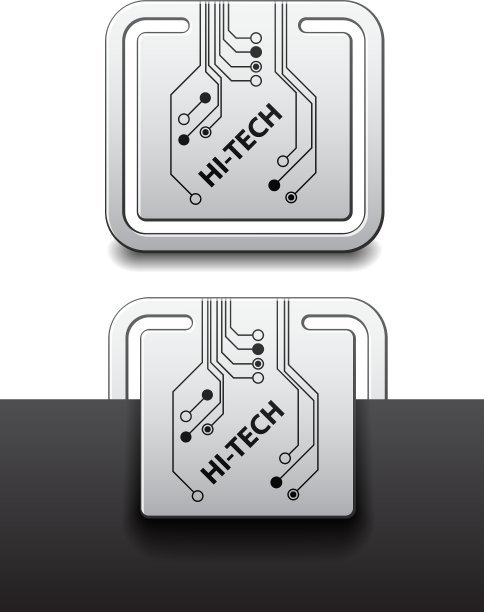 贴标签的高科技方形电路板图片下载