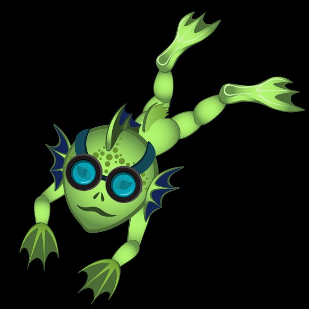 黑色背景下一个绿色潜水员图片下载