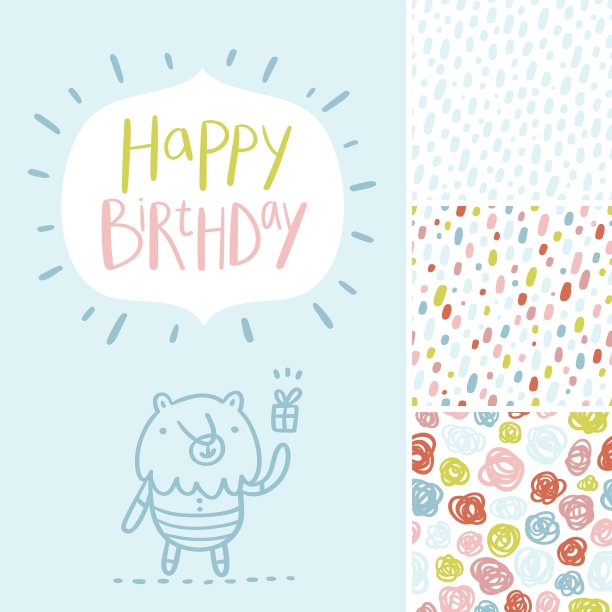 生日派对卡片和模式设置图片下载