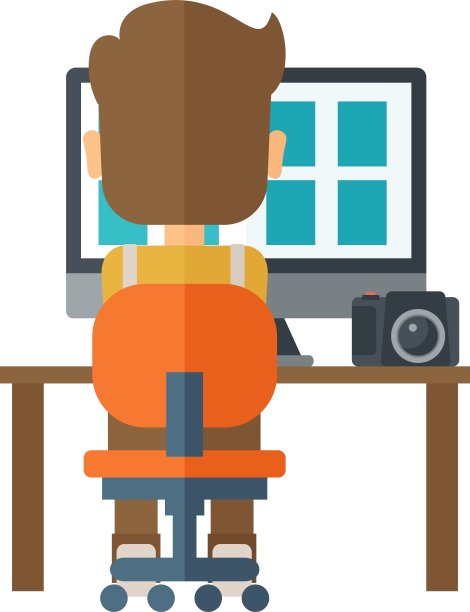 桌子上放着笔记本电脑和相机的男人图片下载