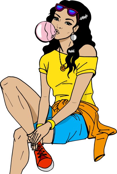 美丽的女孩吹着泡泡图片下载