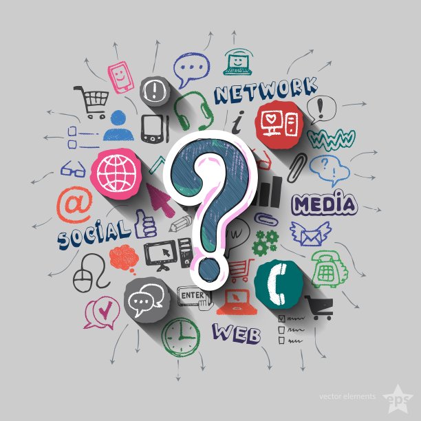 问号和网页图标拼贴图片下载