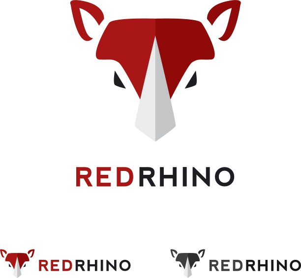 极简主义的扁动物头标志类型红色图片下载