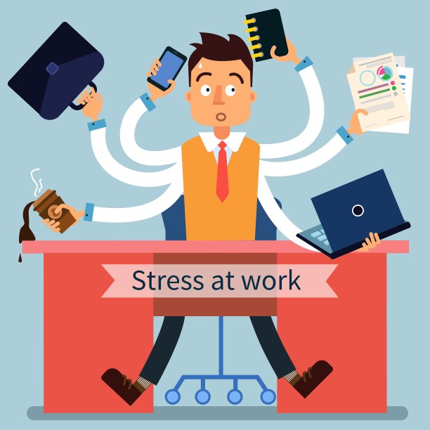 工作中有很多手的压力男人图片下载