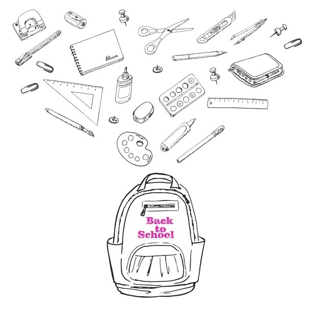 学校背景，背包和飞行图片下载