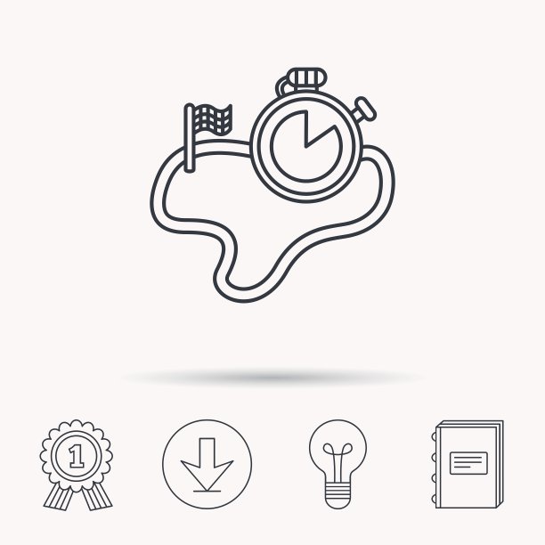 比赛道路图标结束旗与计时器标志图片下载