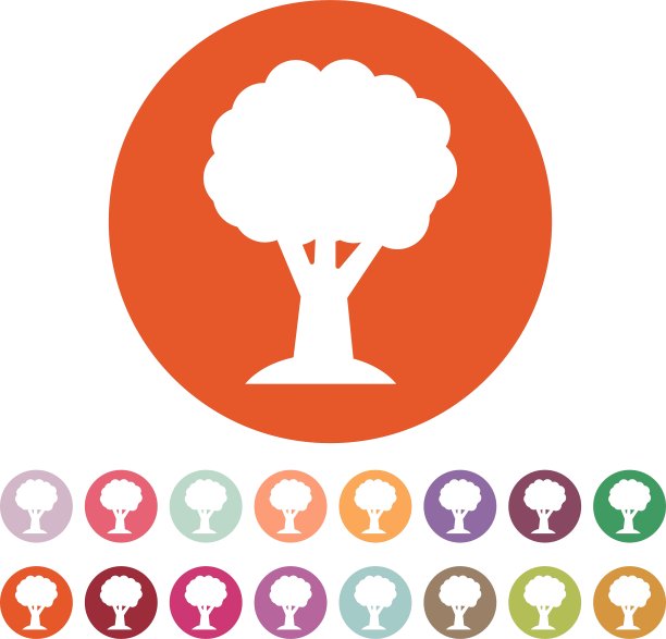 树的图标自然标志平坦图片下载