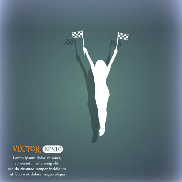 赛车钉上女孩与旗帜图标图片下载