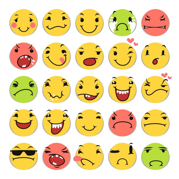 卡通微笑图标套装图片下载