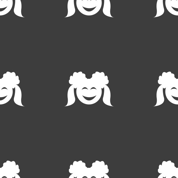 微笑女孩图标标志灰色无缝图案图片下载