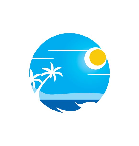 海滩抽象日落热带标志图片下载