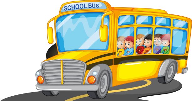 男孩和女孩坐在校车上图片下载