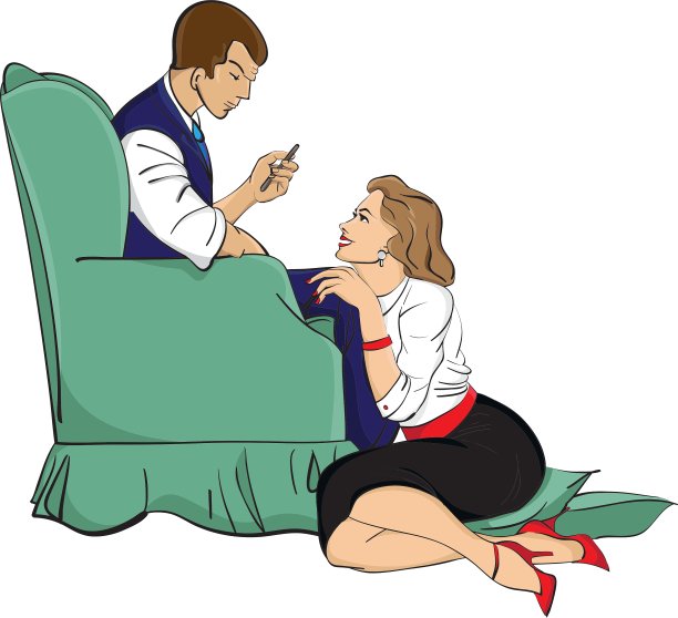 一对夫妇在看手机图片下载