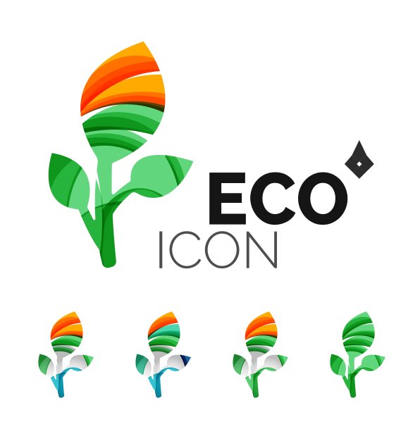 一套抽象的生态叶图标商业标志类型图片下载