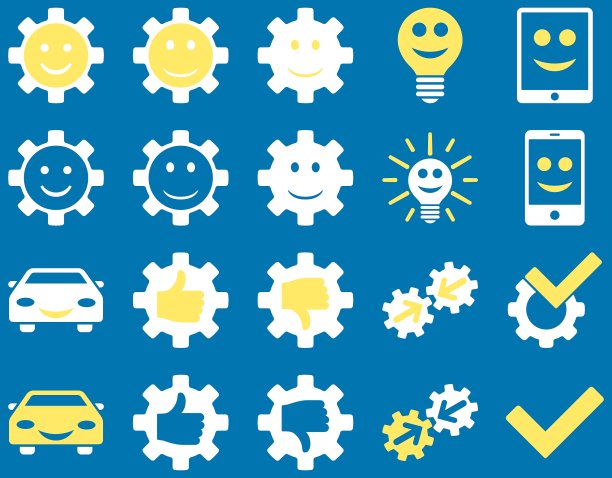 工具和微笑齿轮图标图片下载