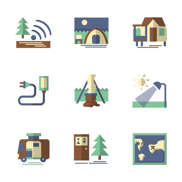 森林旅游平面图标图片下载