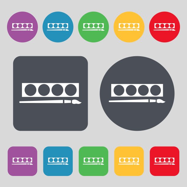 油漆刷与调色板图标标志一组12图片下载