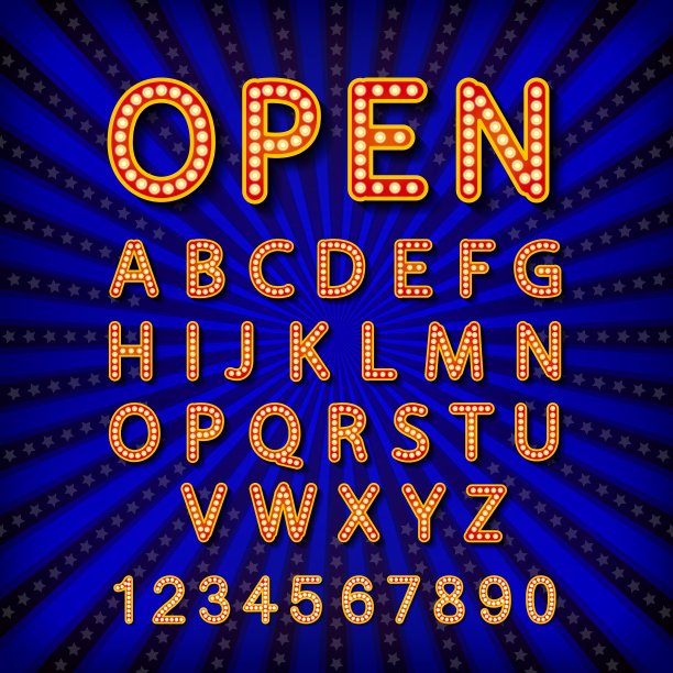 设置复古霓虹灯招牌复古广告牌明亮图片下载